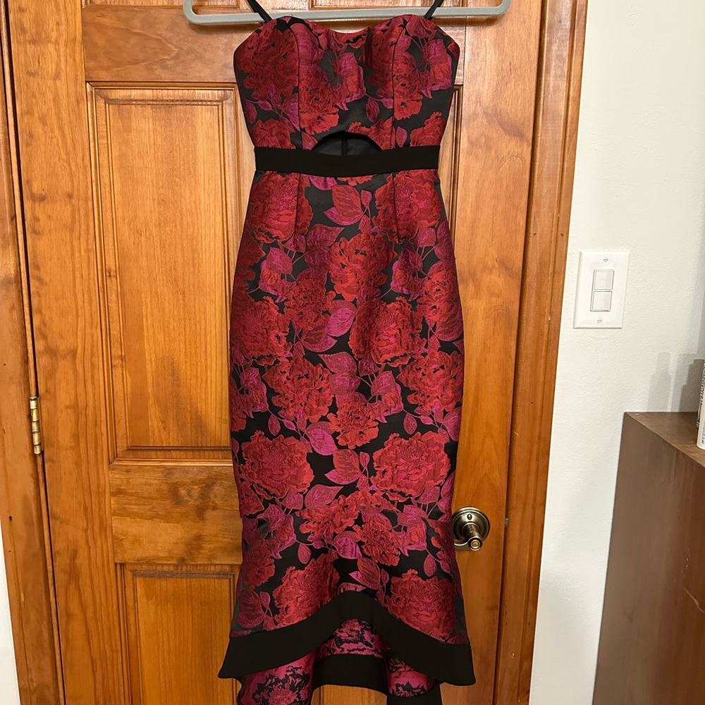 Ever New Red and Black Floral High Low Dress